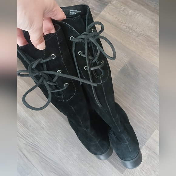 Born Cotto Black Suede Tall Lace Knee High Womens Boots Size 7.5 - Picture 6 of 12